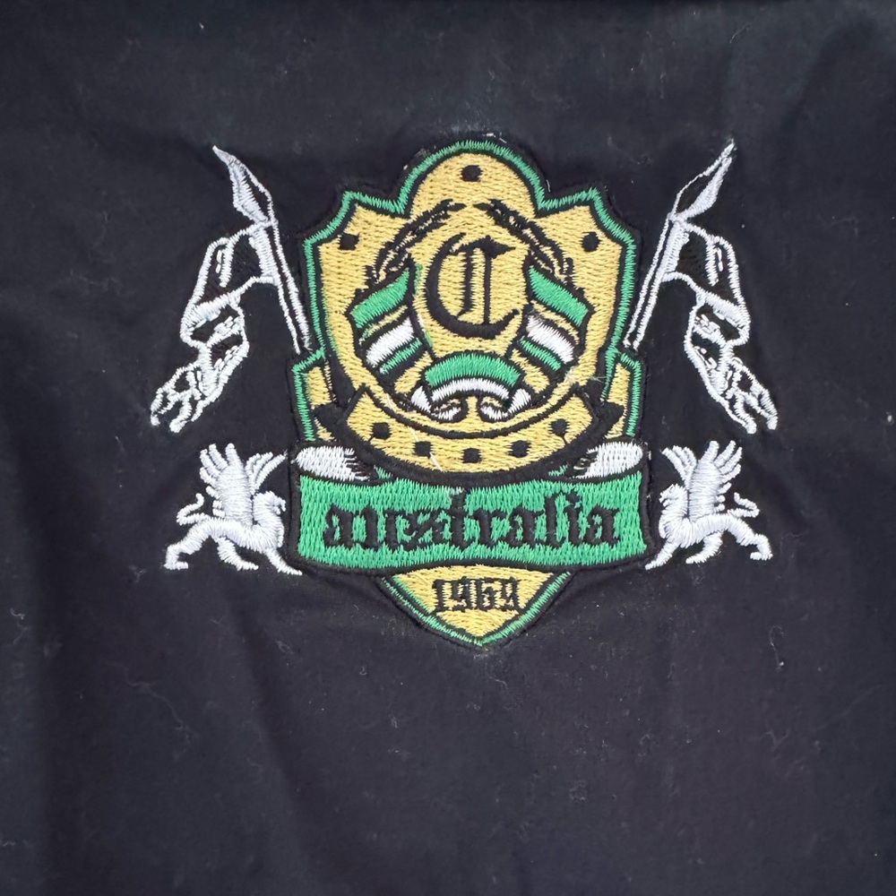 Coogi‎ Australia 1969 Shirt Mens Black Camp Cotton Button Pocket Embroidered 2XL